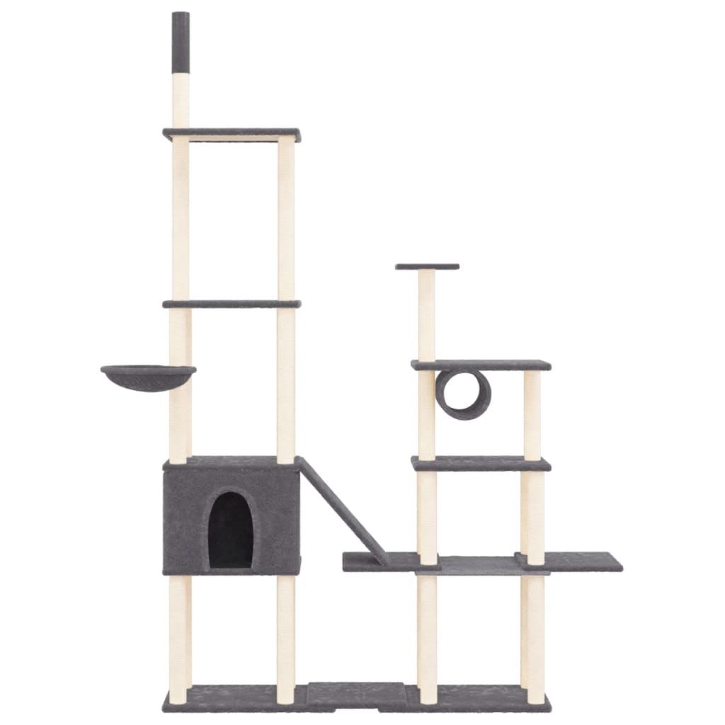 Albero per Gatti con Tiragraffi in Sisal Grigio Scuro 279 cm - homemem39