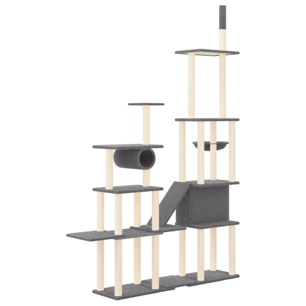 Albero per Gatti con Tiragraffi in Sisal Grigio Scuro 279 cm - homemem39