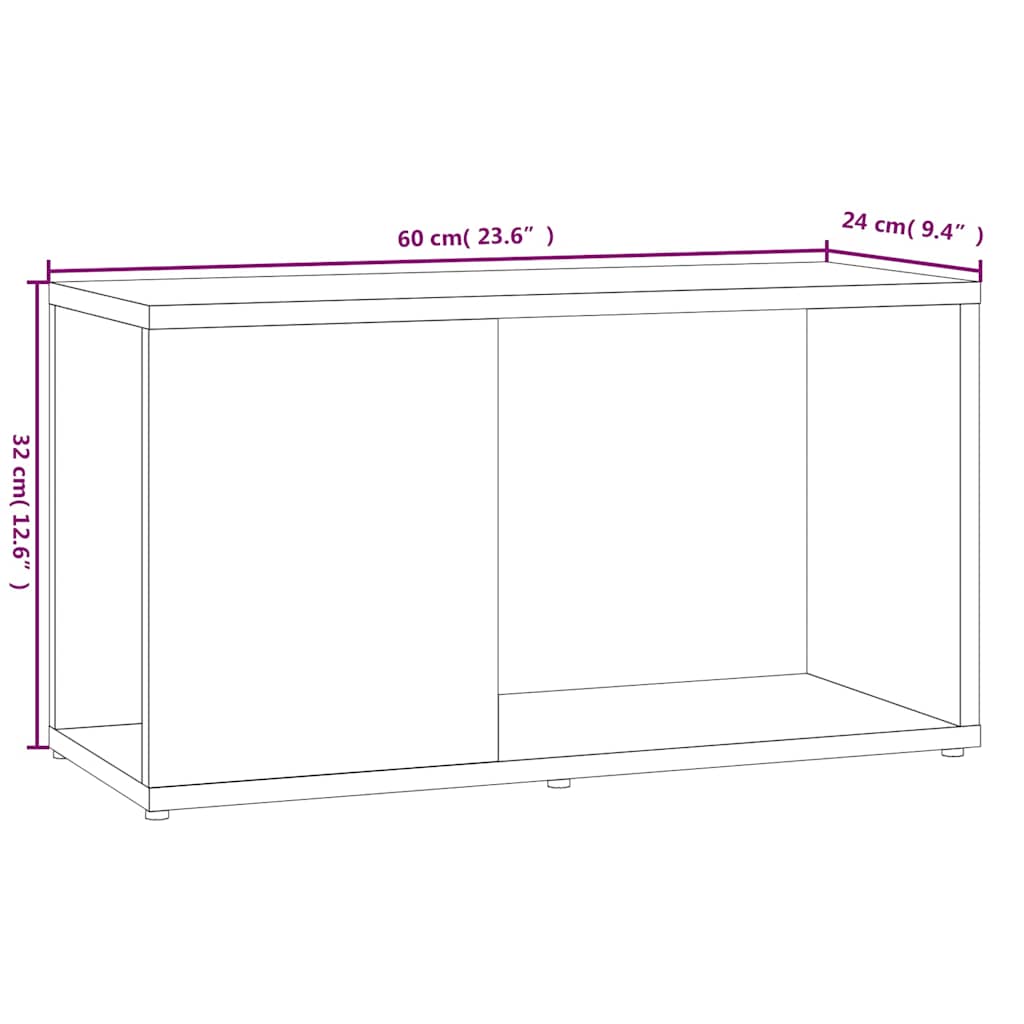 Mobile Porta TV Rovere Fumo 60x24x32 cm in Legno Multistrato