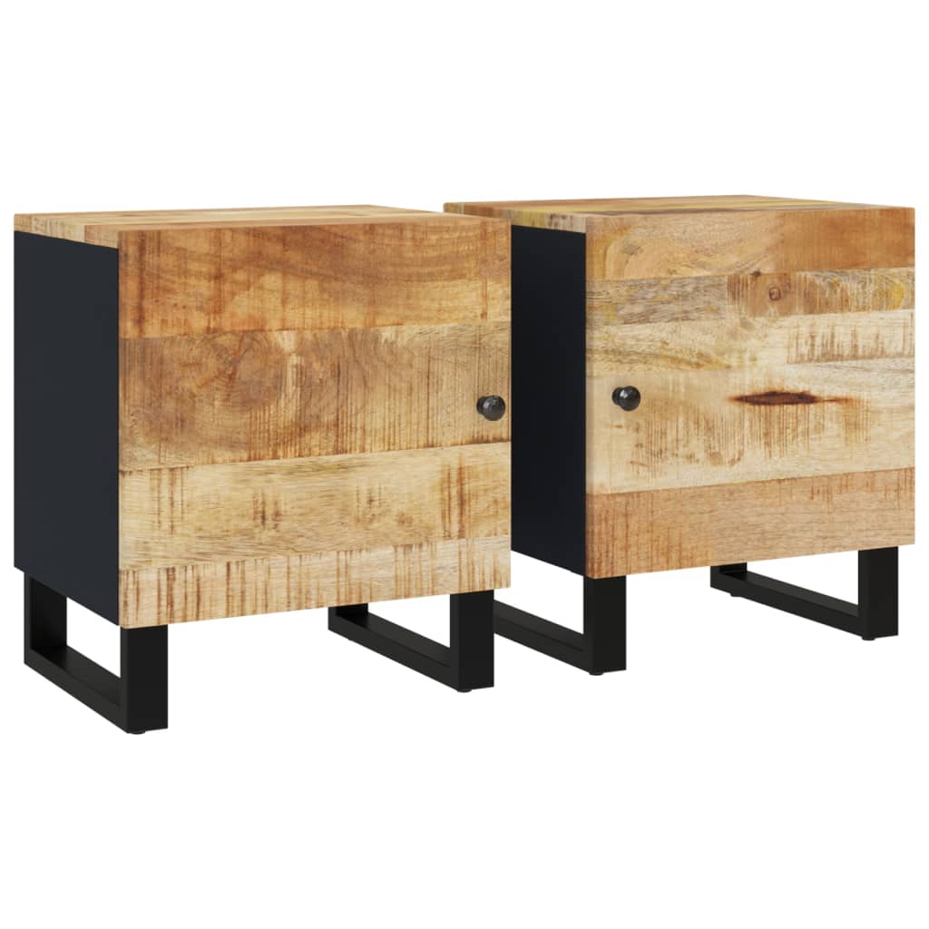 Comodini 2pz 40x33x46 cm in Legno Massello di Mango - homemem39