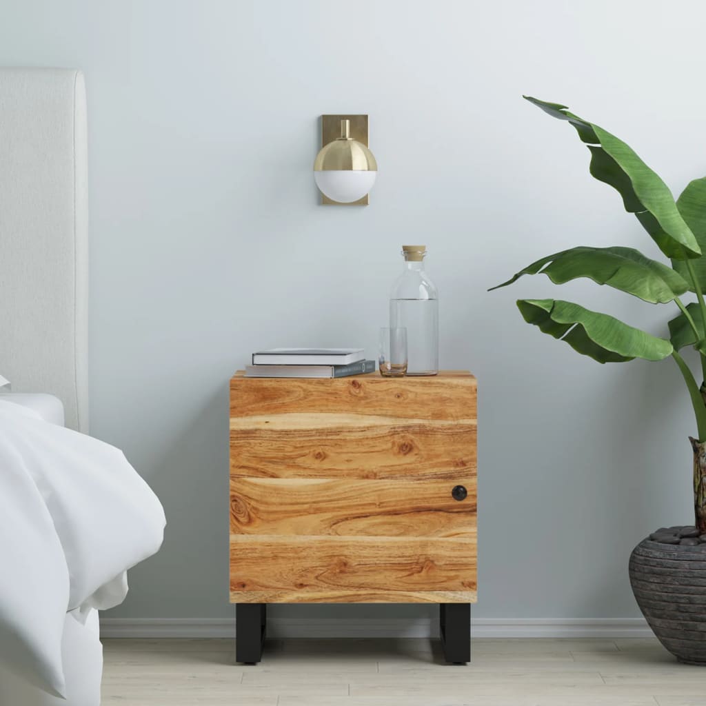 Comodino 40x33x46 cm in Legno Massello di Acacia - homemem39