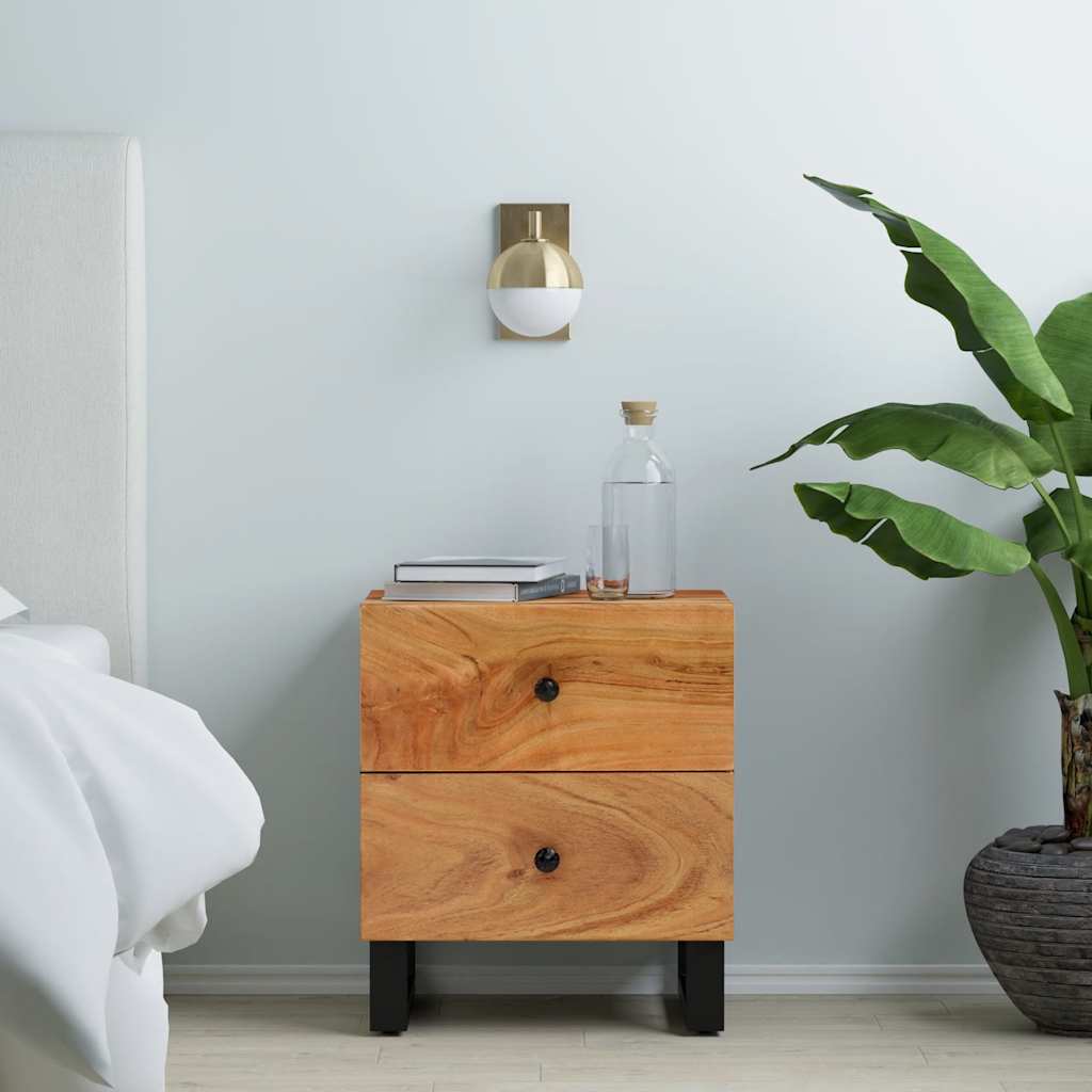 Comodini 2pz 40x33x46 cm in Legno Massello di Acacia | homemem39