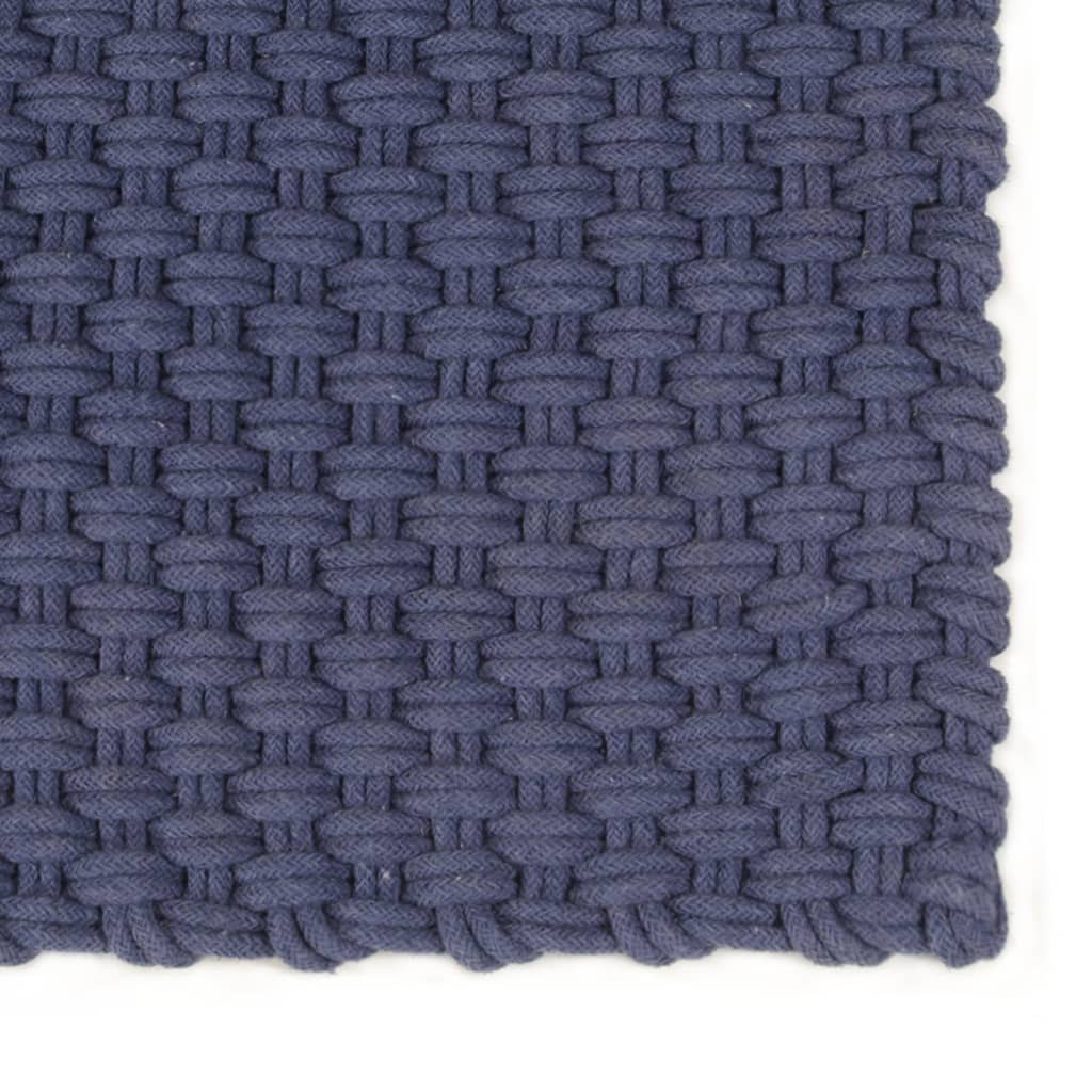 Tappeto Rettangolare Blu Marino 120x180 cm in Cotone - homemem39