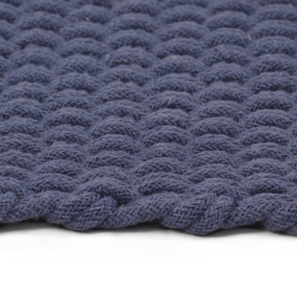 Tappeto Rettangolare Blu Marino 180x250 cm in Cotone - homemem39