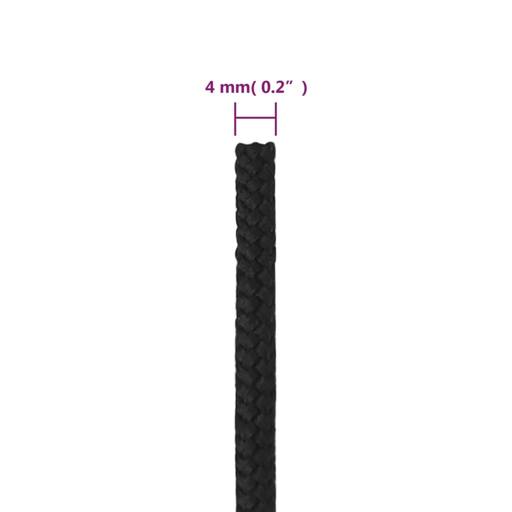 Corda per barca Completamente Nera 4 mm 100 m in Polipropilene | homemem39
