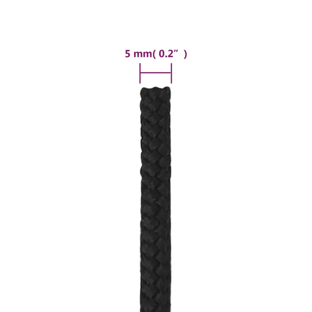 Corda per barca Completamente Nera 5 mm 25 m in Polipropilene | homemem39