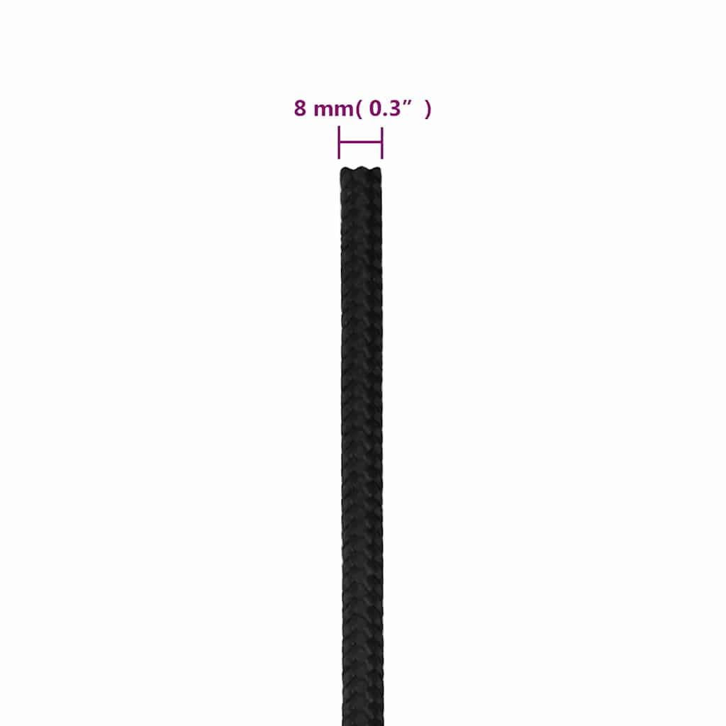 Corda per barca Completamente Nera 8 mm 25 m in Polipropilene | homemem39
