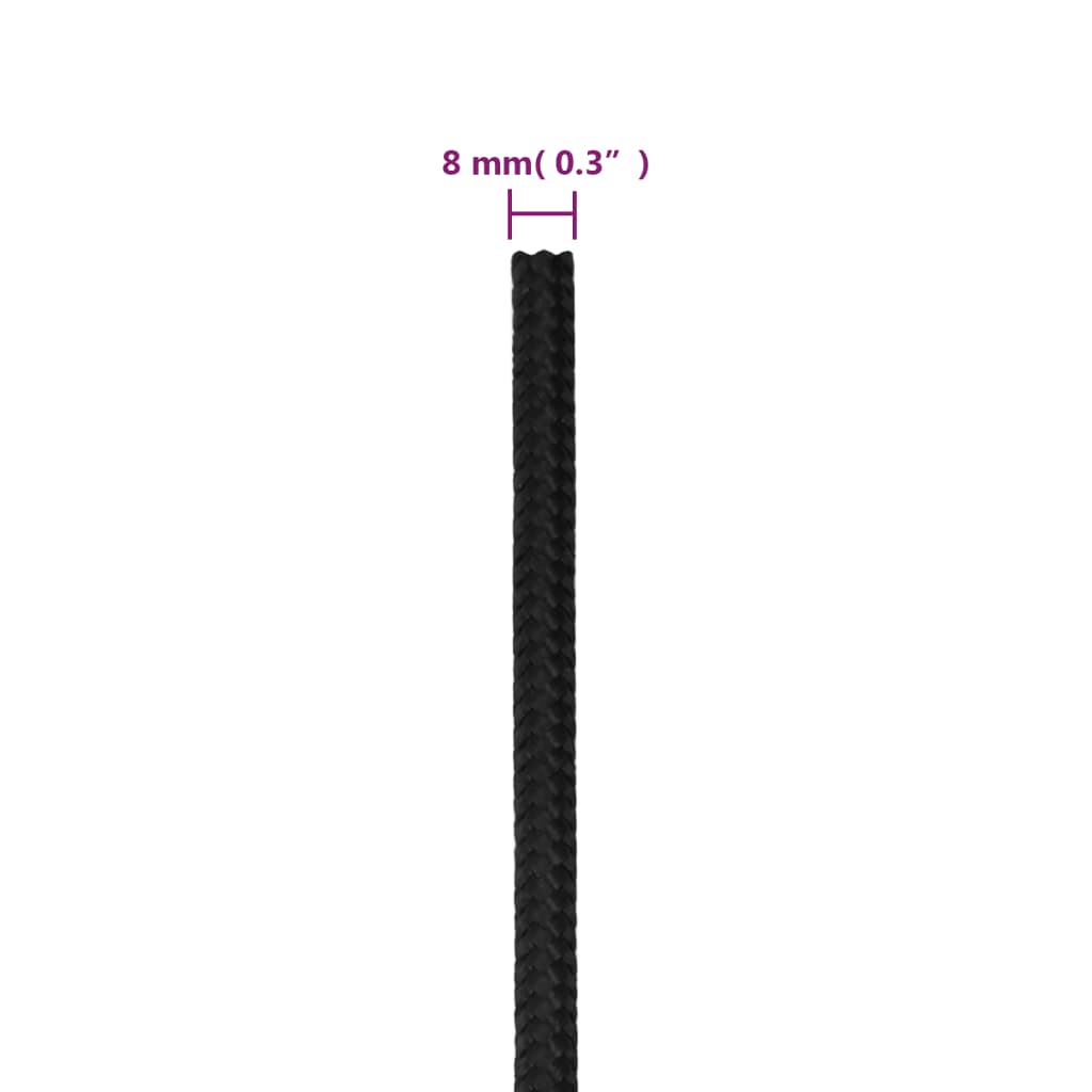 Corda per barca Completamente Nera 8 mm 100 m in Polipropilene | homemem39