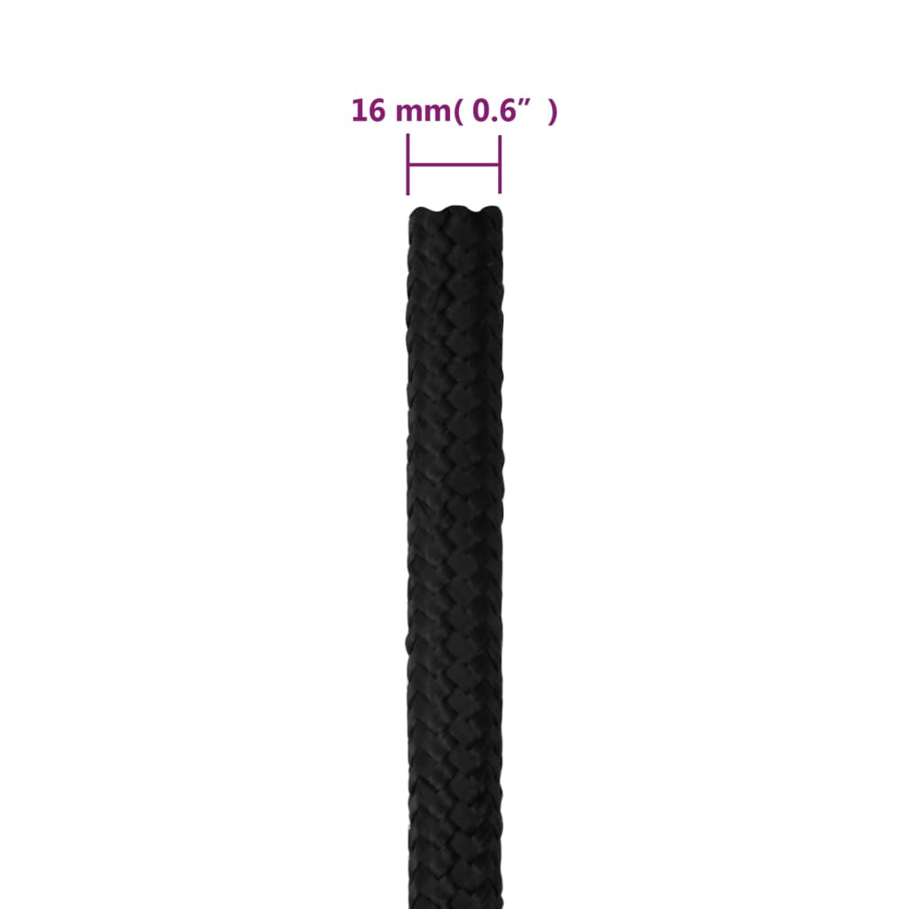 Corda per barca Completamente Nera 16 mm 25 m in Polipropilene | homemem39
