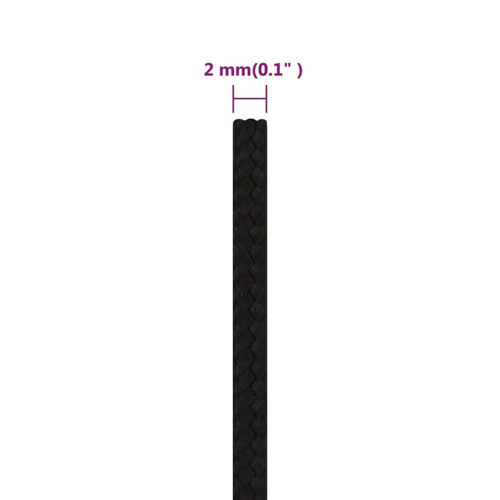 Corda da Lavoro Nera 2 mm 250 m in Poliestere | homemem39