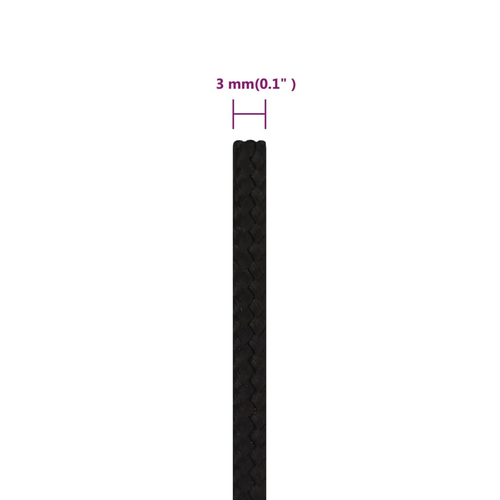 Corda da Lavoro Nera 3 mm 50 m in Poliestere | homemem39