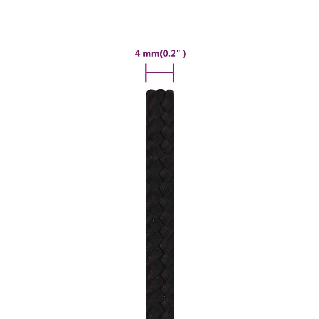 Corda da Lavoro Nera 4 mm 50 m in Poliestere | homemem39