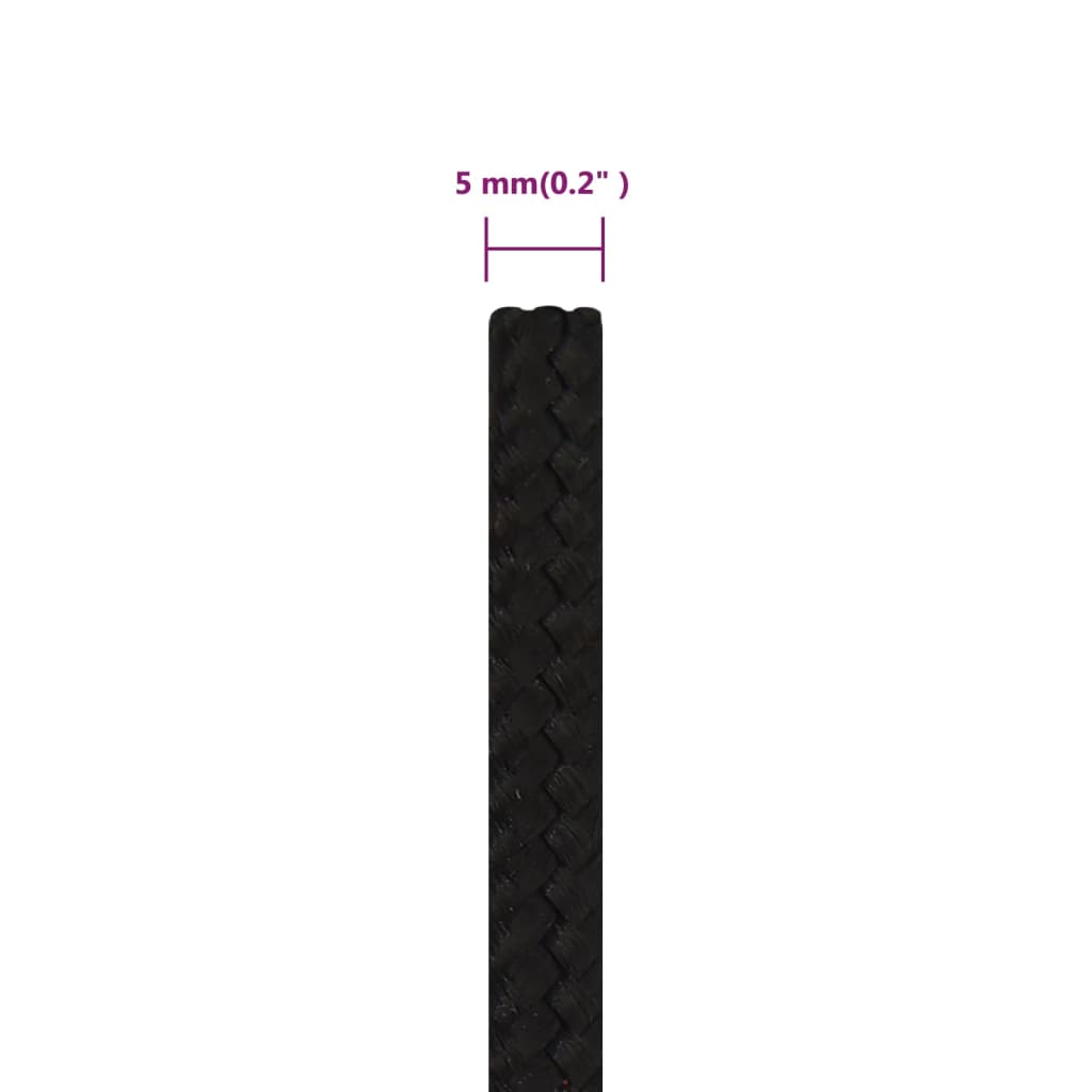 Corda da Lavoro Nera 5 mm 50 m in Poliestere | homemem39