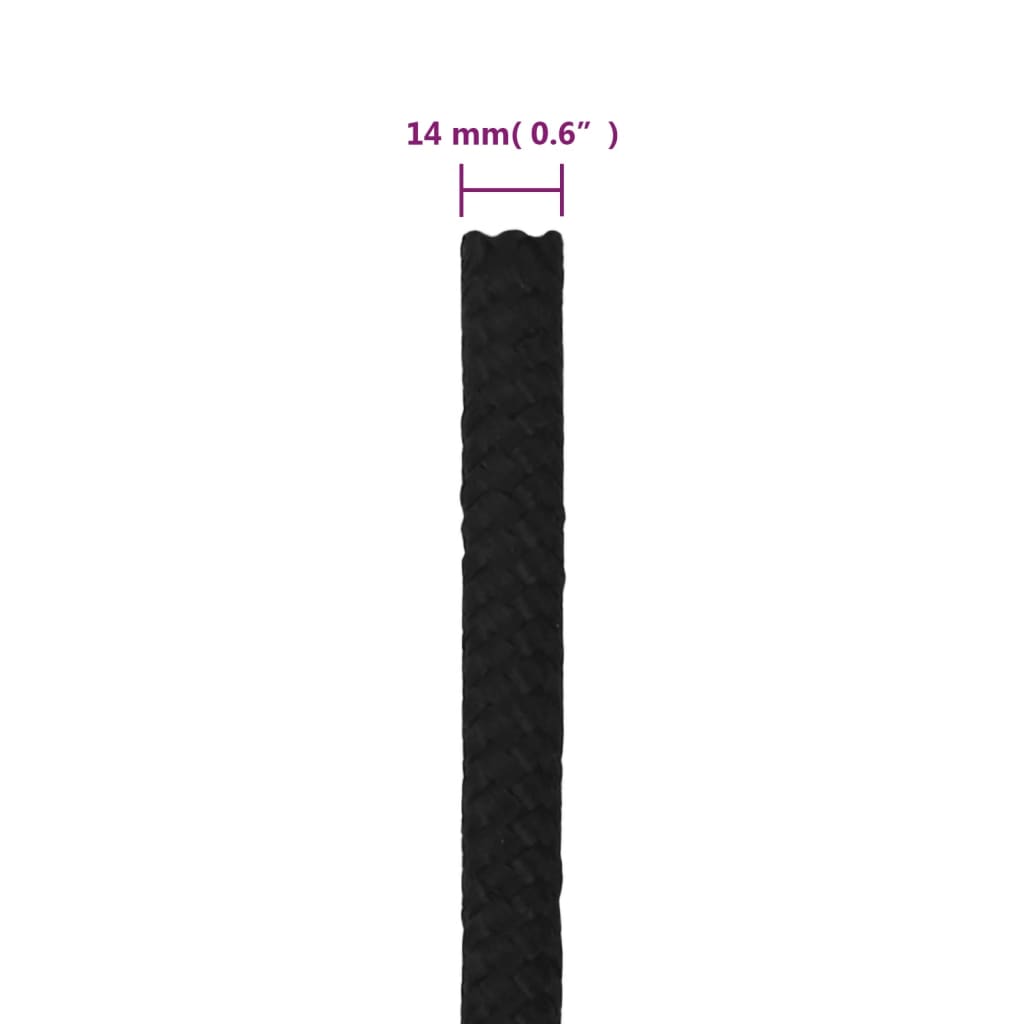 Corda da Lavoro Nera 14 mm 25 m in Poliestere | homemem39