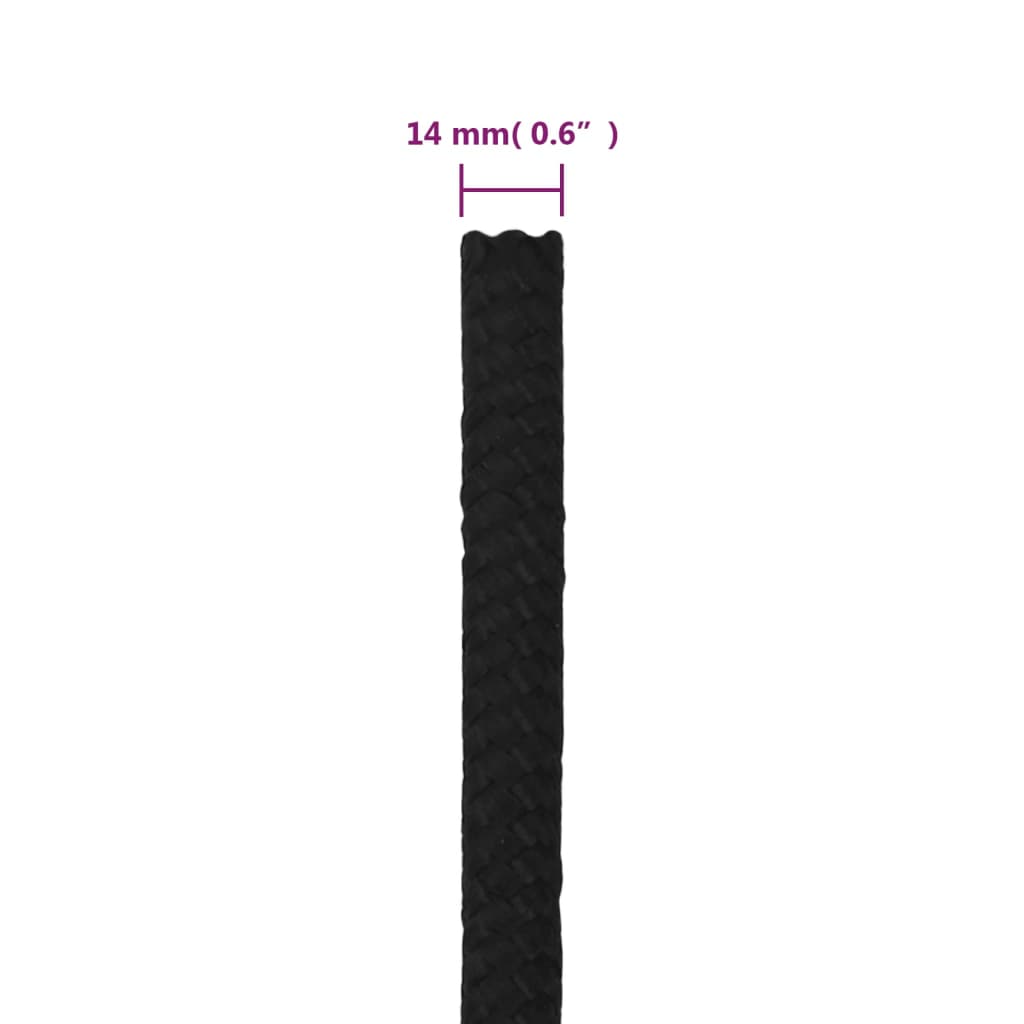 Corda da Lavoro Nera 14 mm 250 m in Poliestere - homemem39