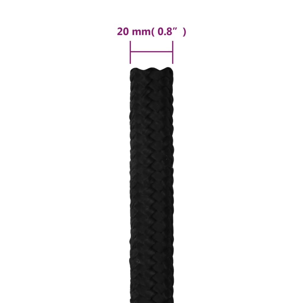 Corda da Lavoro Nera 20 mm 25 m in Poliestere | homemem39