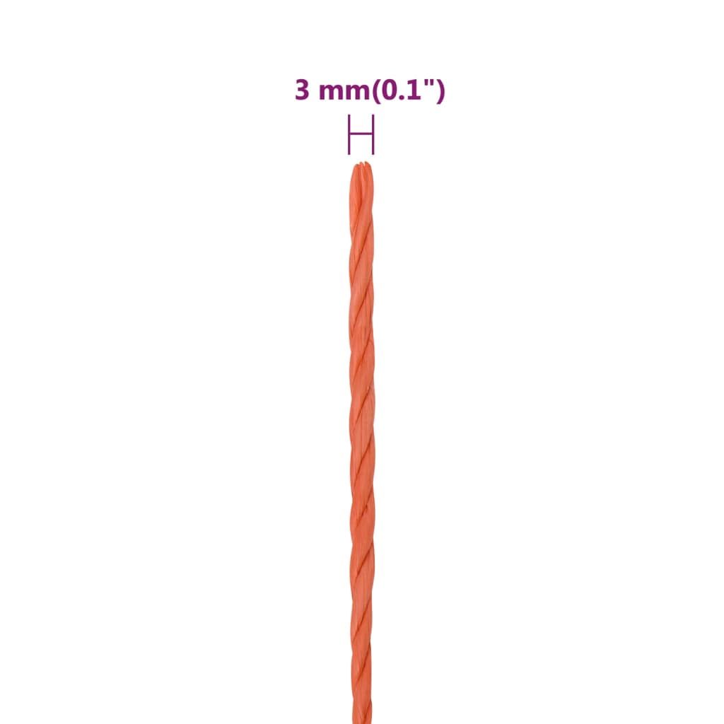Corda da Lavoro Arancione 3 mm 500 m in Polipropilene | homemem39