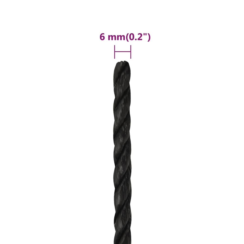 Corda da Lavoro Nera 6 mm 250 m in Polipropilene | homemem39