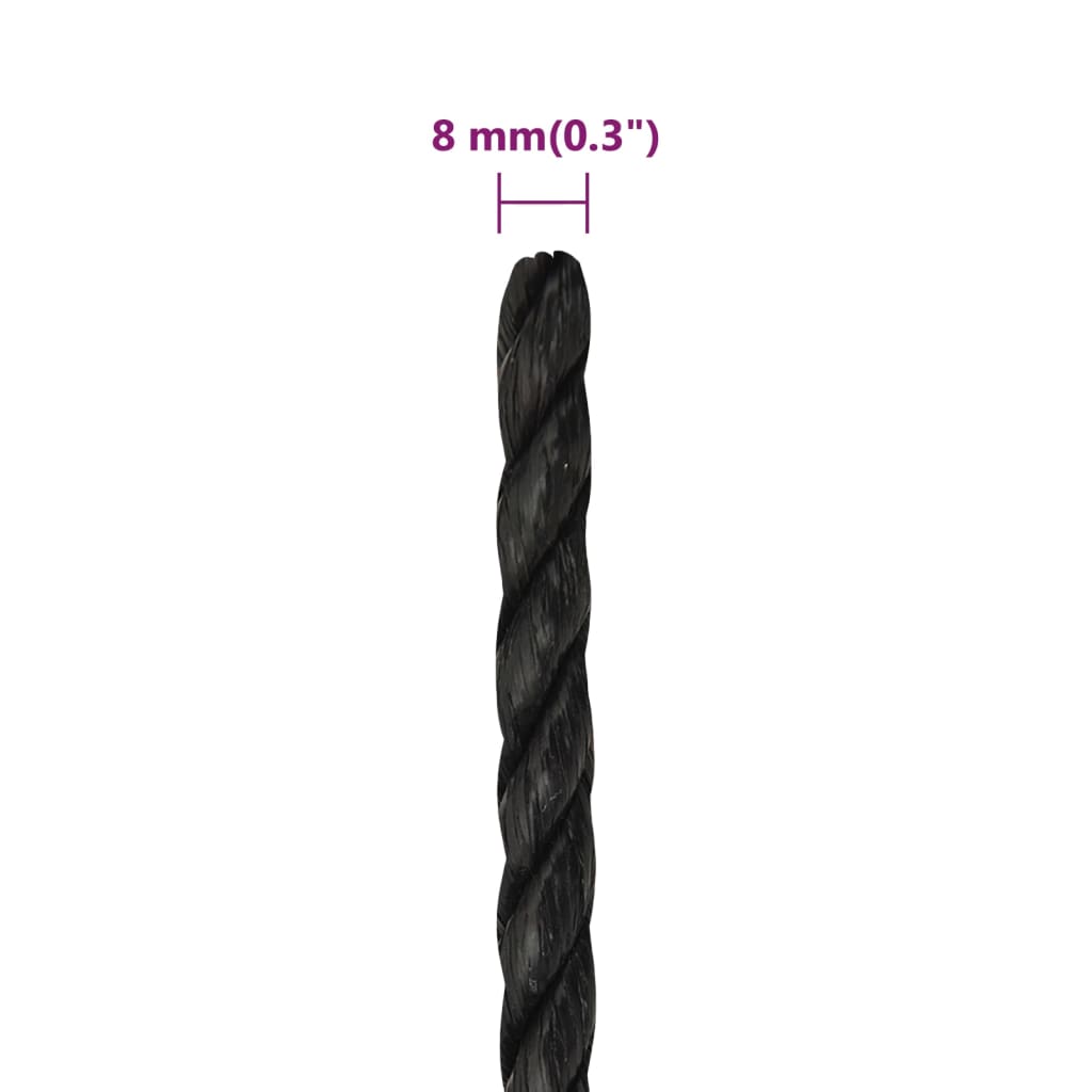 Black Work Rope 8 mm 500 m in Polypropylene