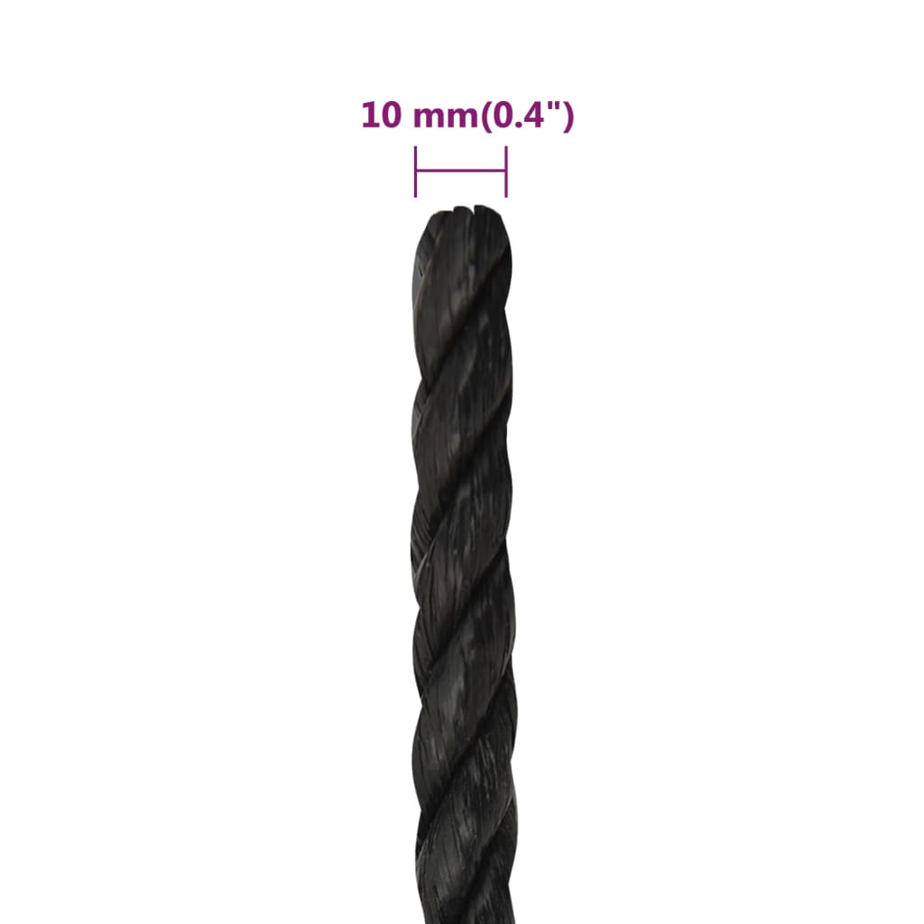 Corda da Lavoro Nera 10 mm 100 m in Polipropilene | homemem39