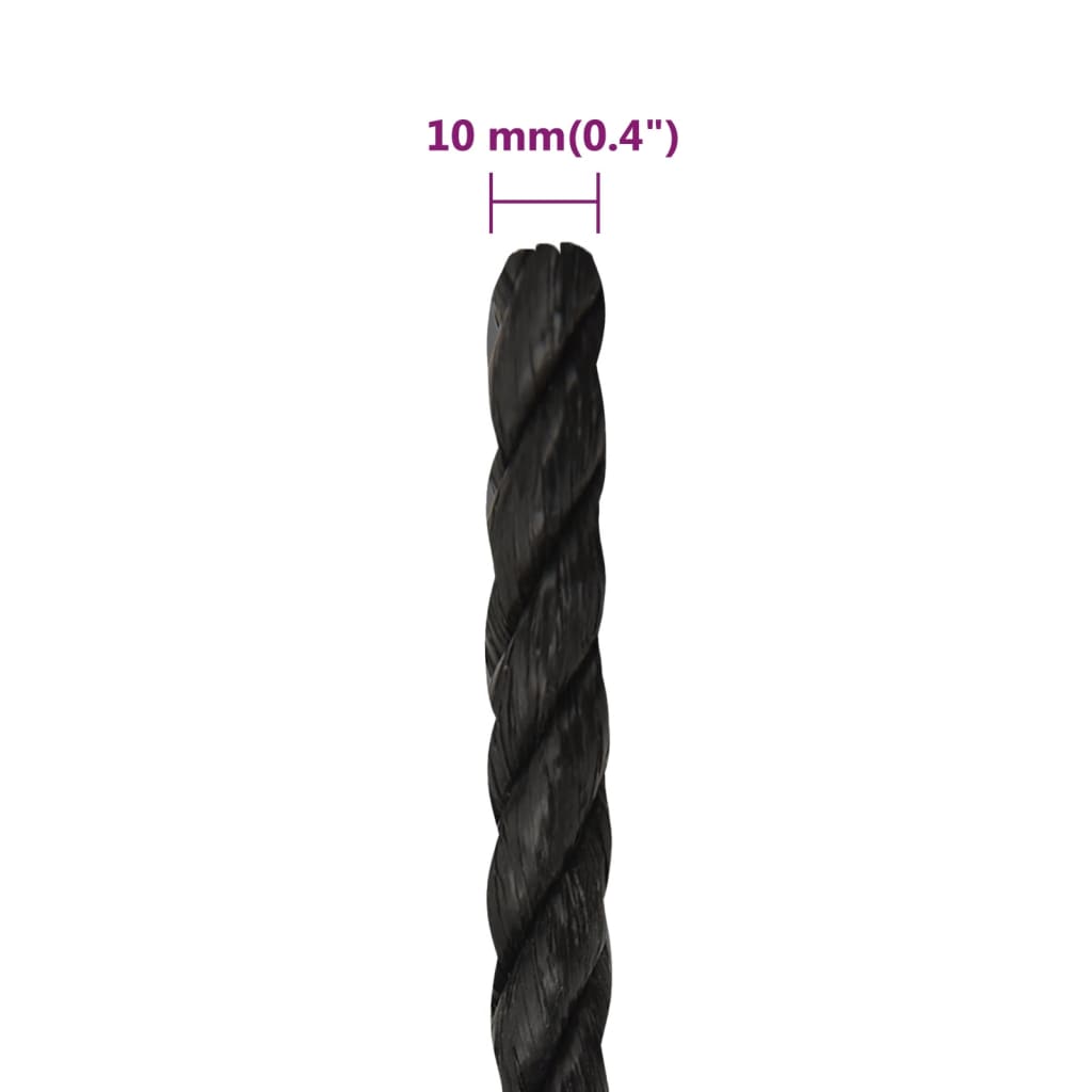 Corda da Lavoro Nera 10 mm 250 m in Polipropilene | homemem39