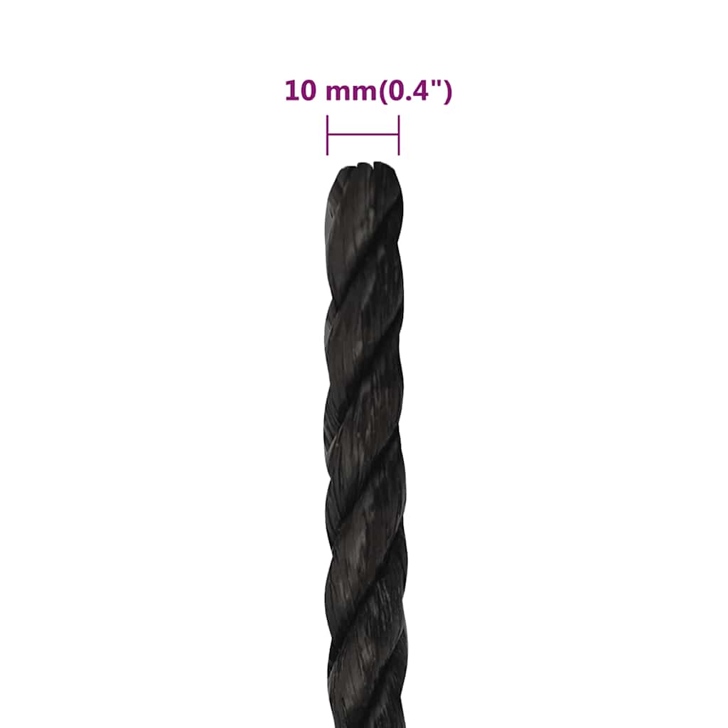Corda da Lavoro Nera 10 mm 500 m in Polipropilene | homemem39