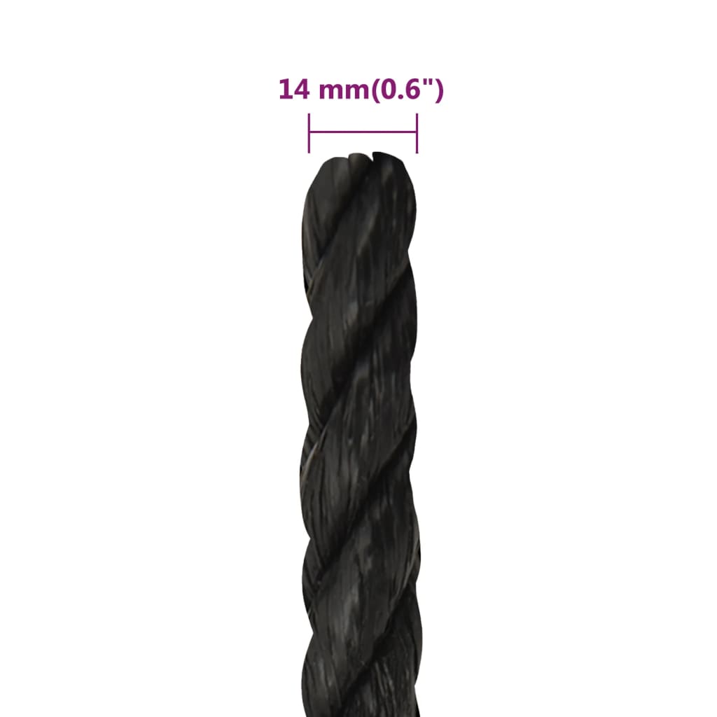 Corda da Lavoro Nera 14 mm 25 m in Polipropilene | homemem39