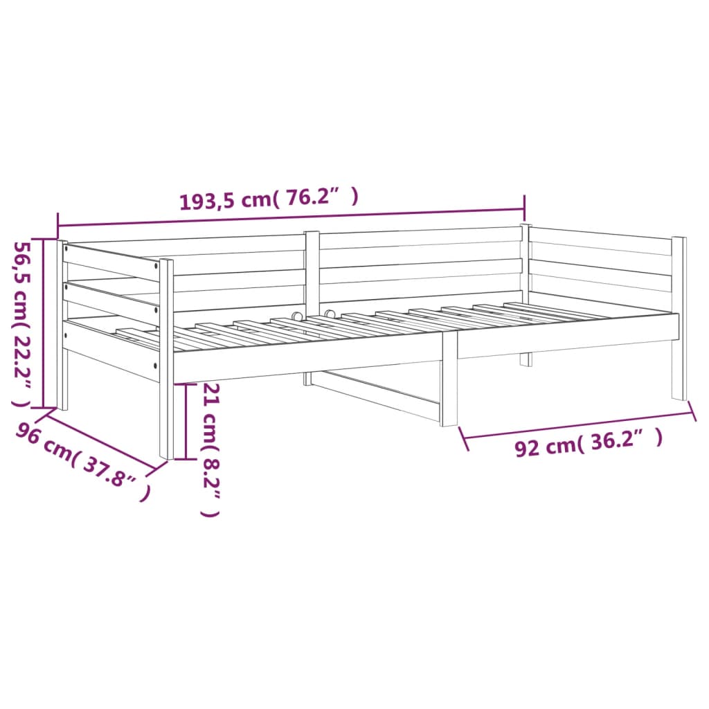 Dormeuse Ambra 90x190 cm in Legno Massello di Pino - homemem39