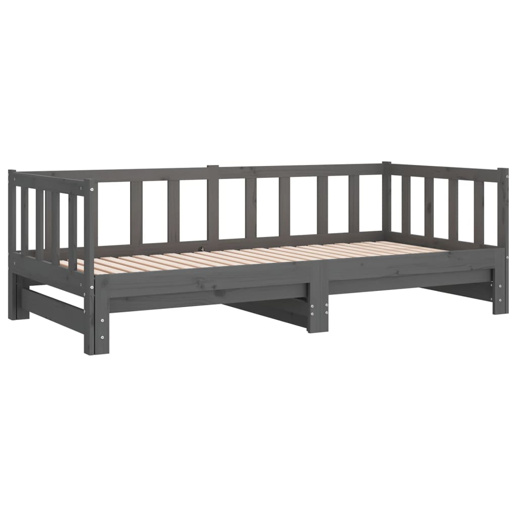 Dormeuse Estraibile Grigia 2x(90x190) cm Legno Massello di Pino - homemem39