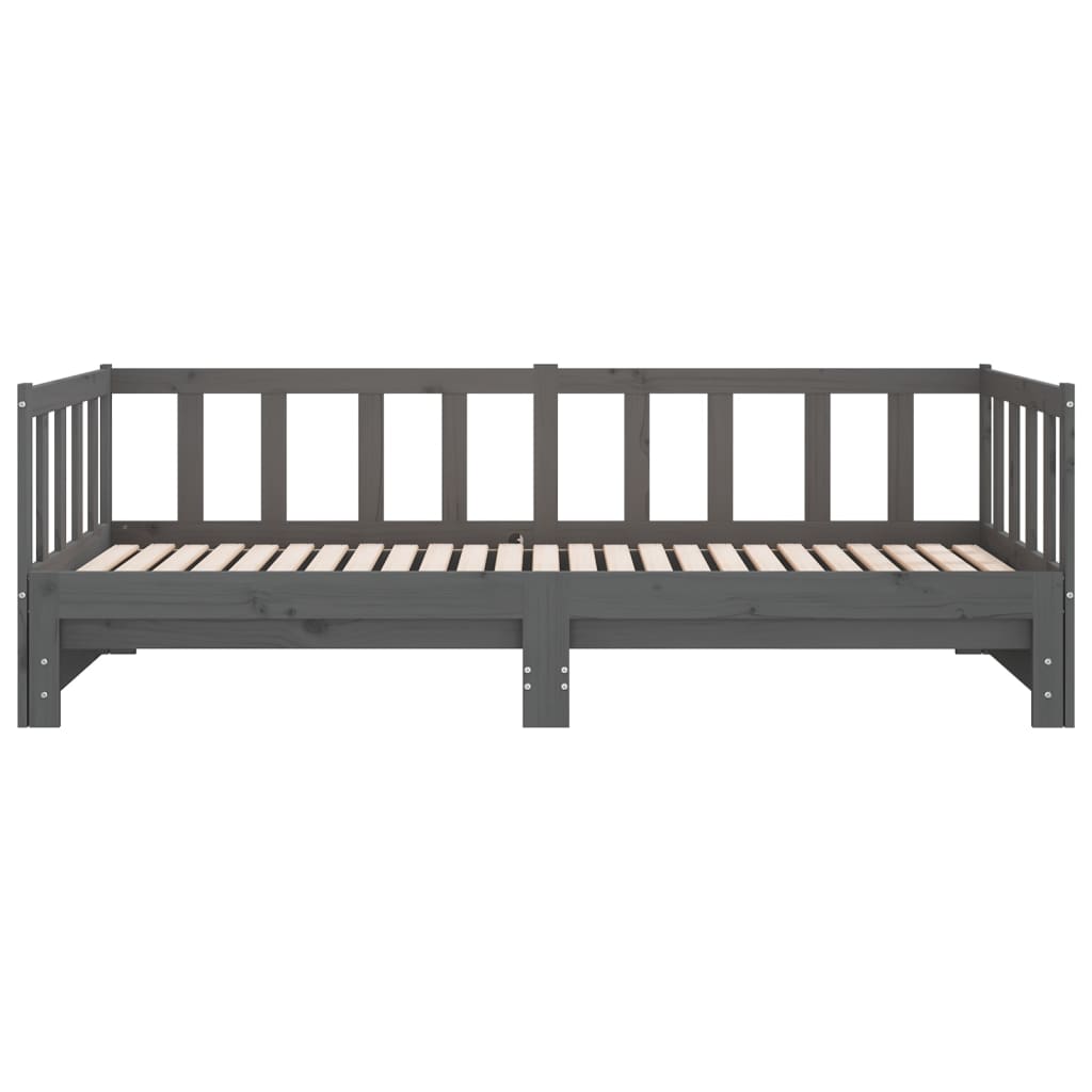 Dormeuse Estraibile Grigia 2x(90x190) cm Legno Massello di Pino - homemem39