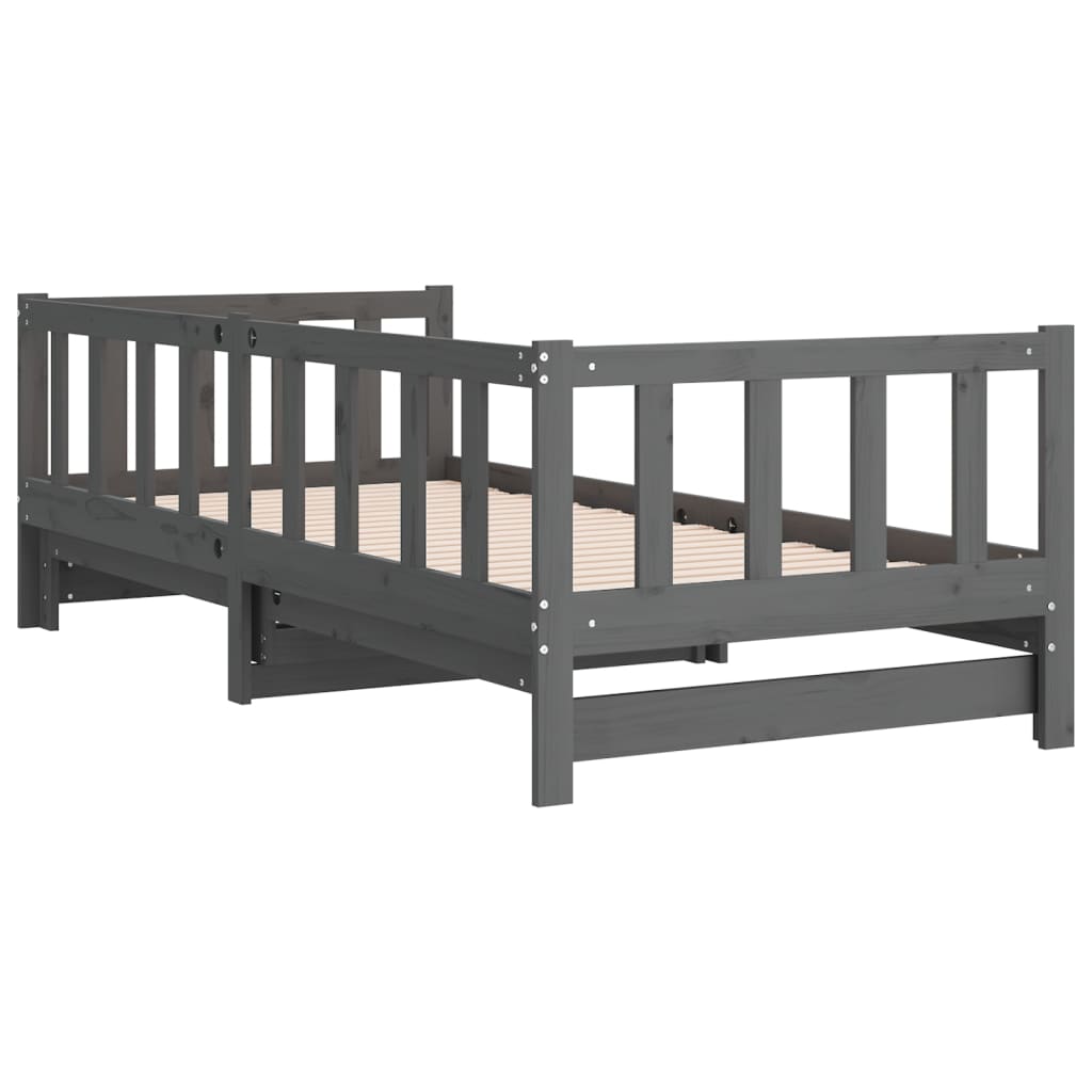 Dormeuse Estraibile Grigia 2x(90x190) cm Legno Massello di Pino - homemem39