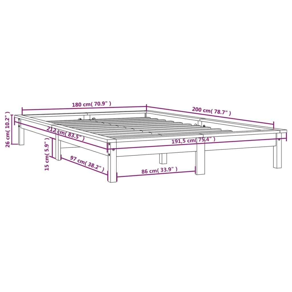 Giroletto Bianco 180x200 cm Super King Legno Massello di Pino | homemem39