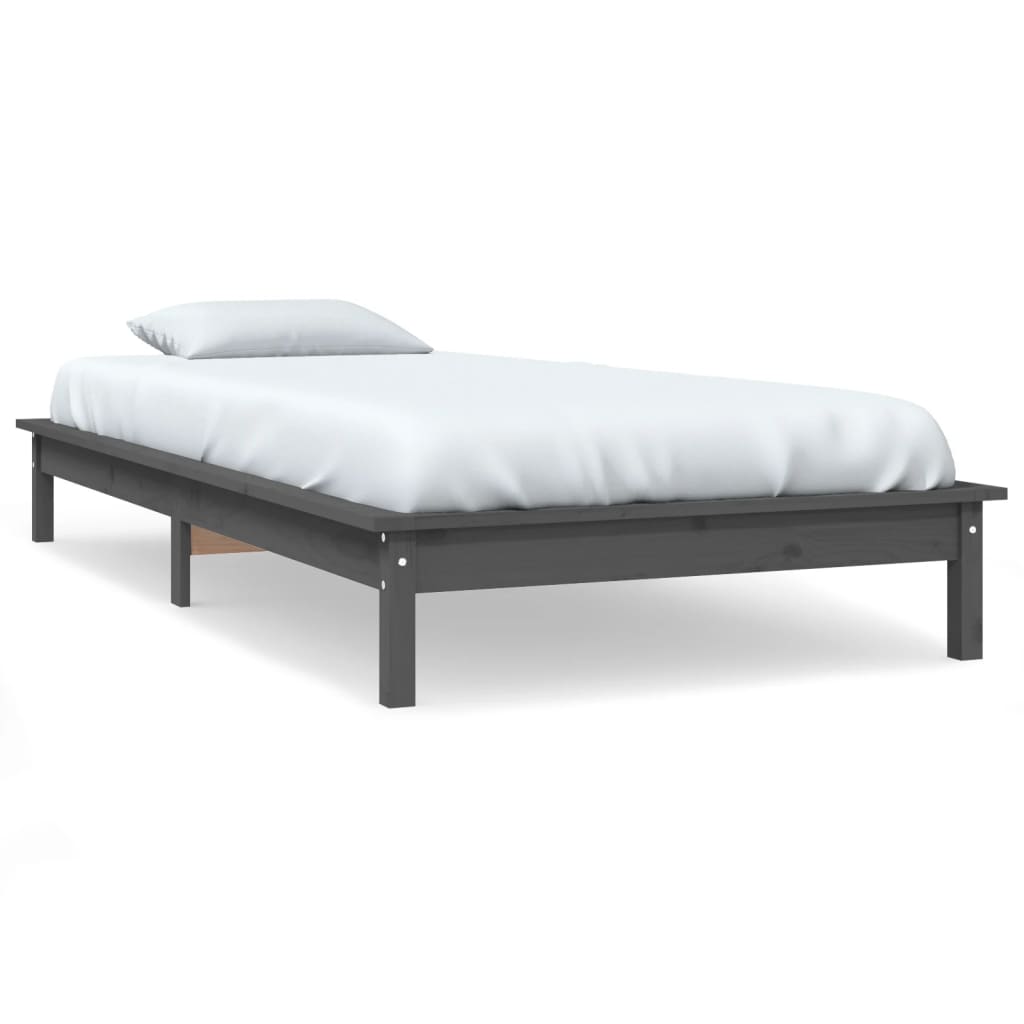 Giroletto Grigio 90x190 cm Single in Legno Massello di Pino - homemem39