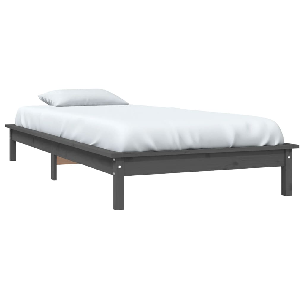 Giroletto Grigio 90x190 cm Single in Legno Massello di Pino - homemem39