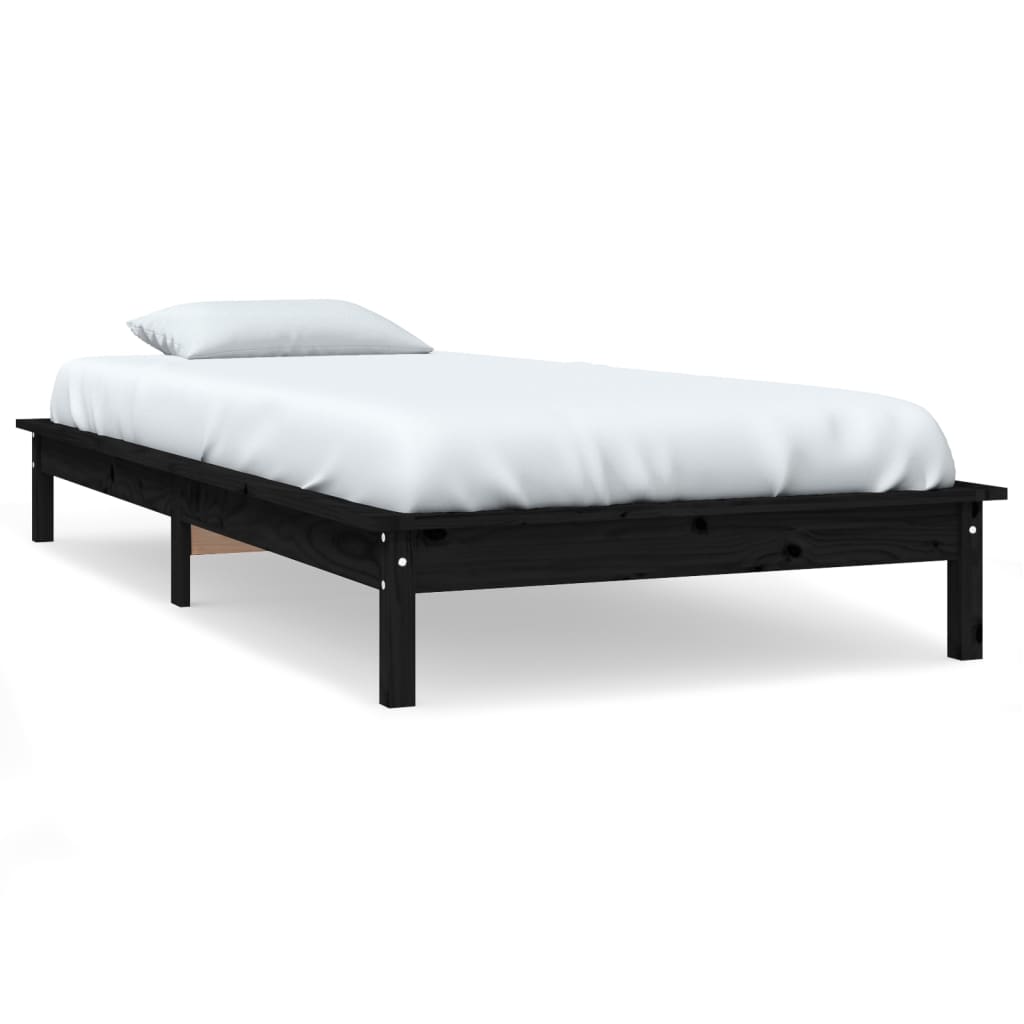 Giroletto Nero 90x190 cm Single in Legno Massello di Pino - homemem39