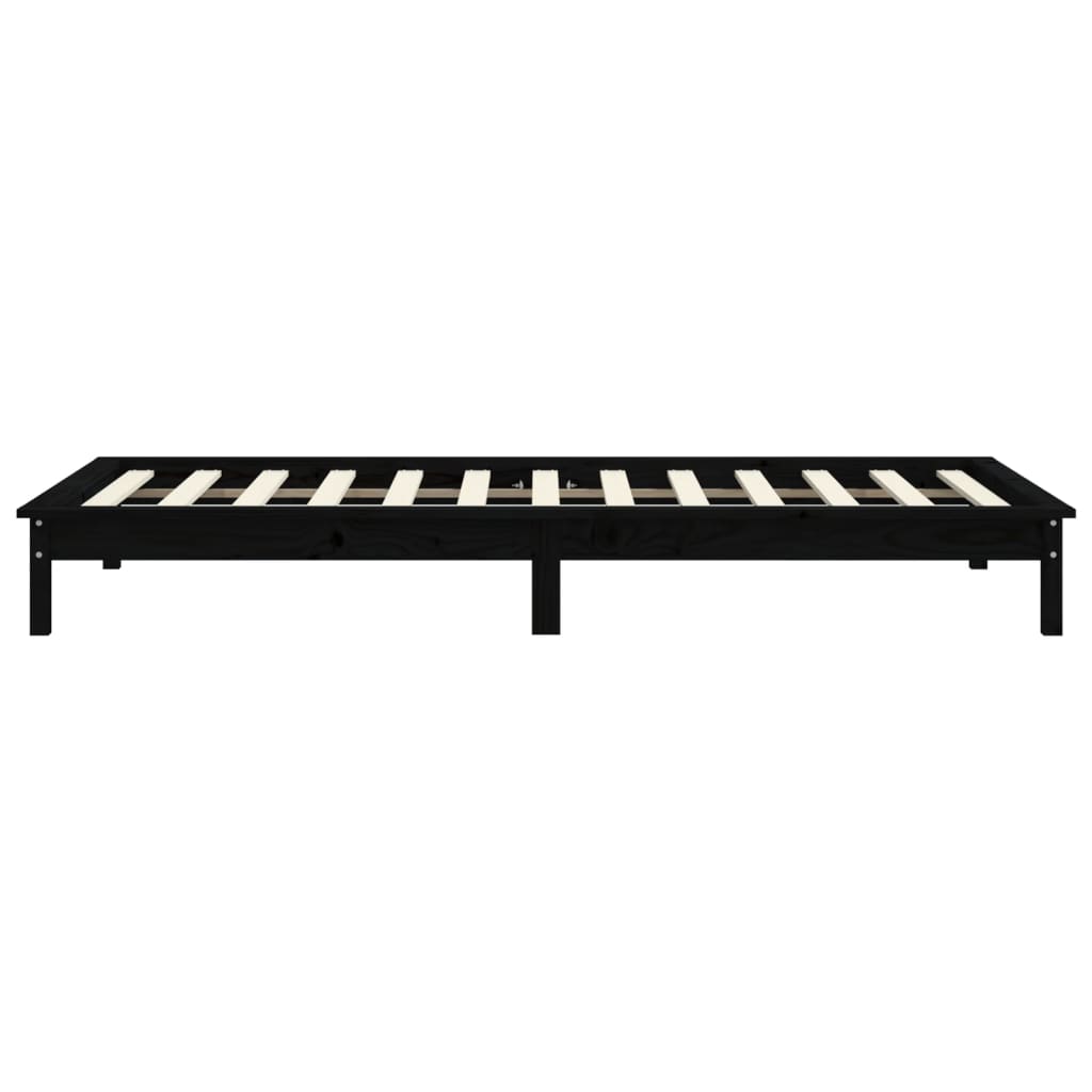 Giroletto Nero 90x190 cm Single in Legno Massello di Pino - homemem39