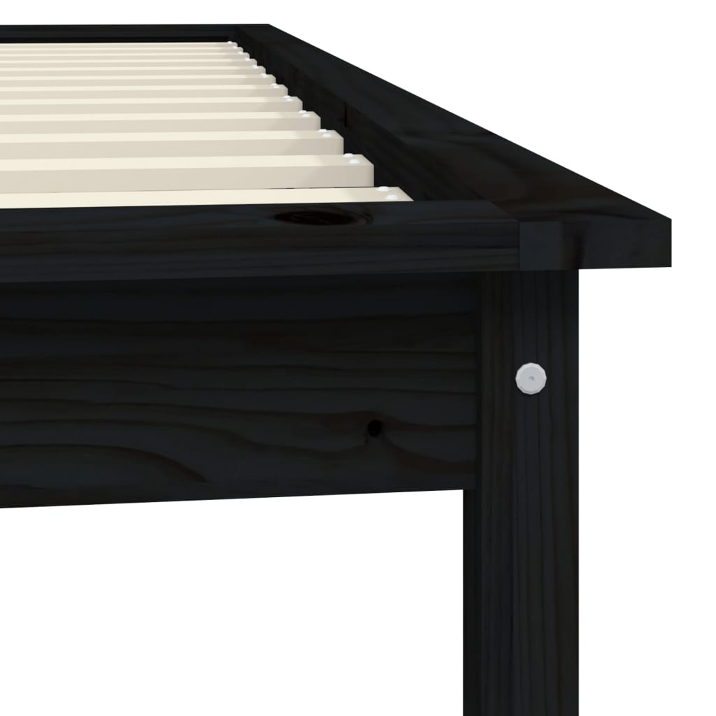 Giroletto Nero 90x190 cm Single in Legno Massello di Pino - homemem39
