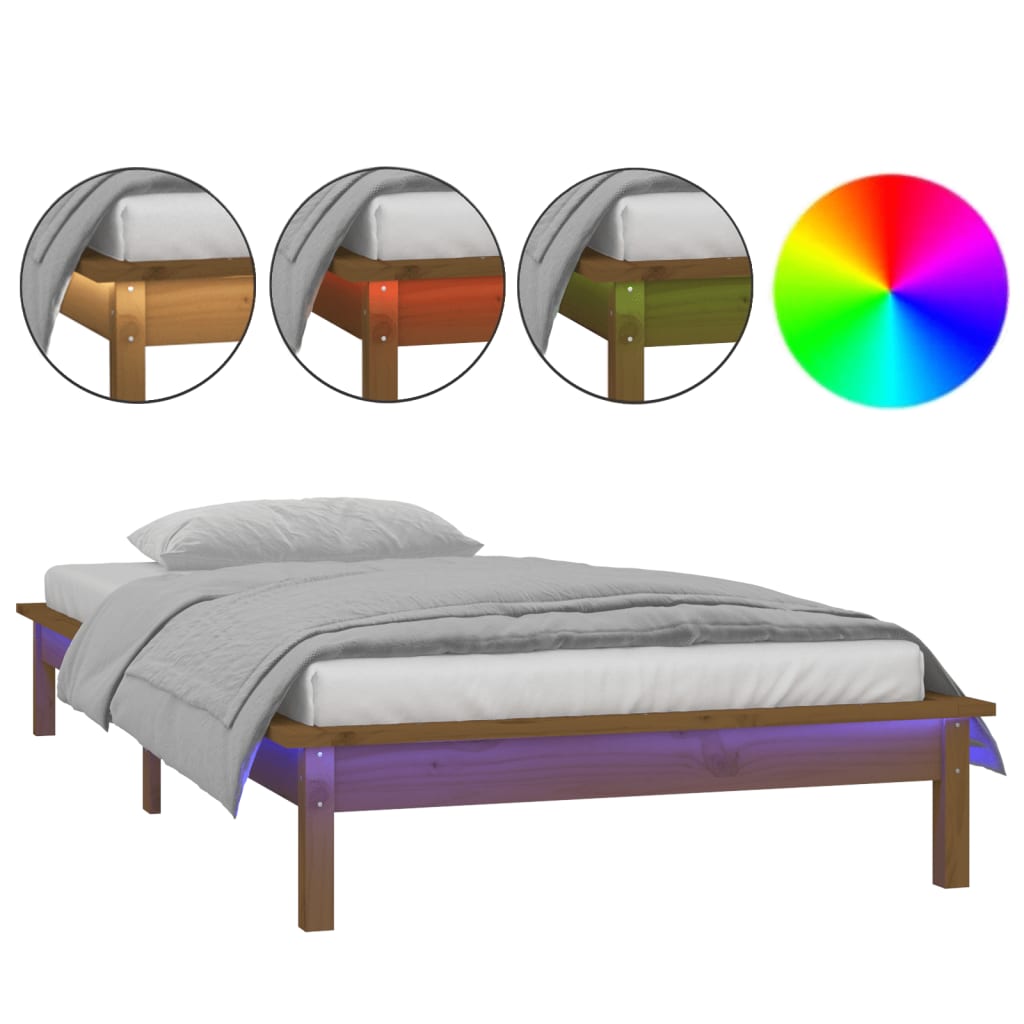 Giroletto con LED senza Materasso Ambra 100x200 Legno Massello - homemem39