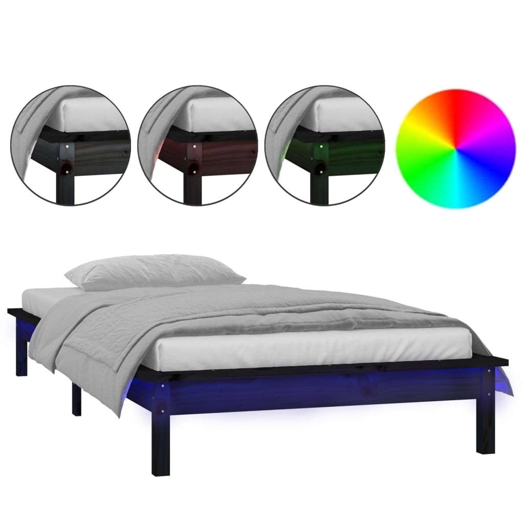 Giroletto con LED Nero 100x200 cm in Legno Massello - homemem39