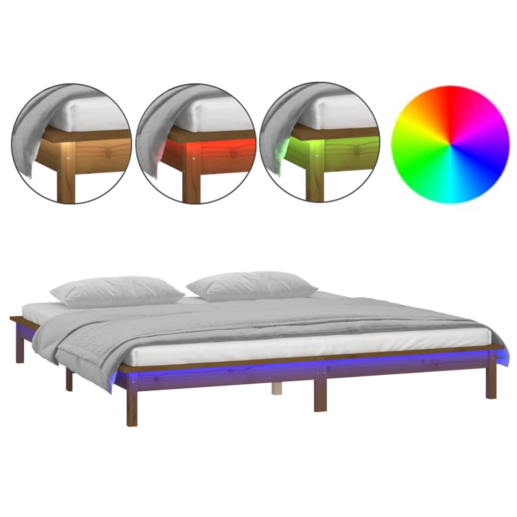 Giroletto con LED senza Materasso Ambra 160x200 Legno Massello - homemem39