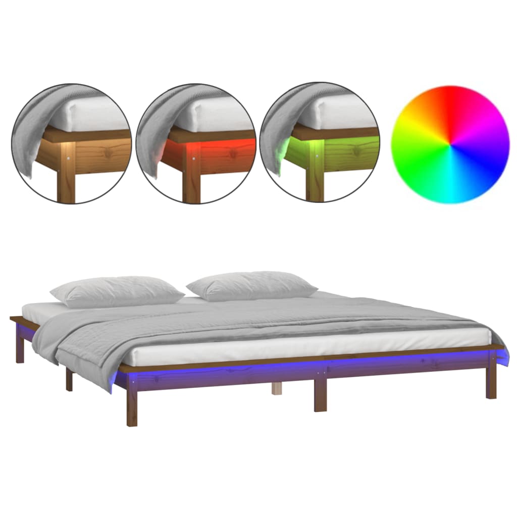 Giroletto con LED senza Materasso Ambra 200x200 Legno Massello - homemem39