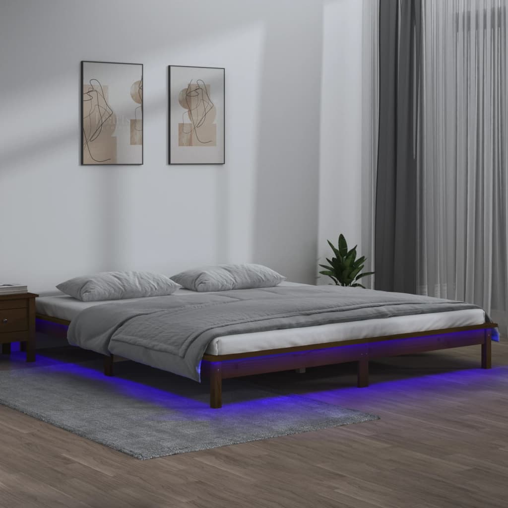 Giroletto con LED senza Materasso Ambra 140x190 Legno Massello - homemem39