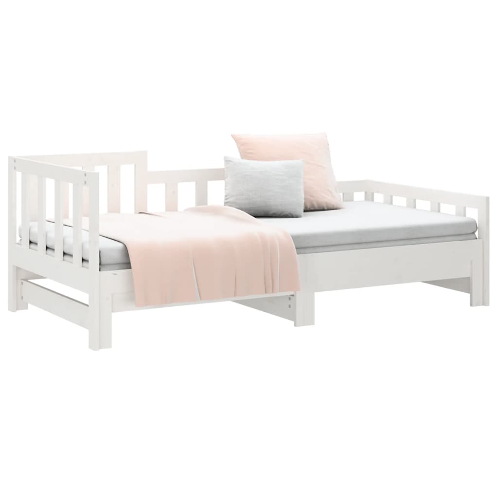 Dormeuse Estraibile Bianca 2x(90x190) cm Legno Massello di Pino - homemem39