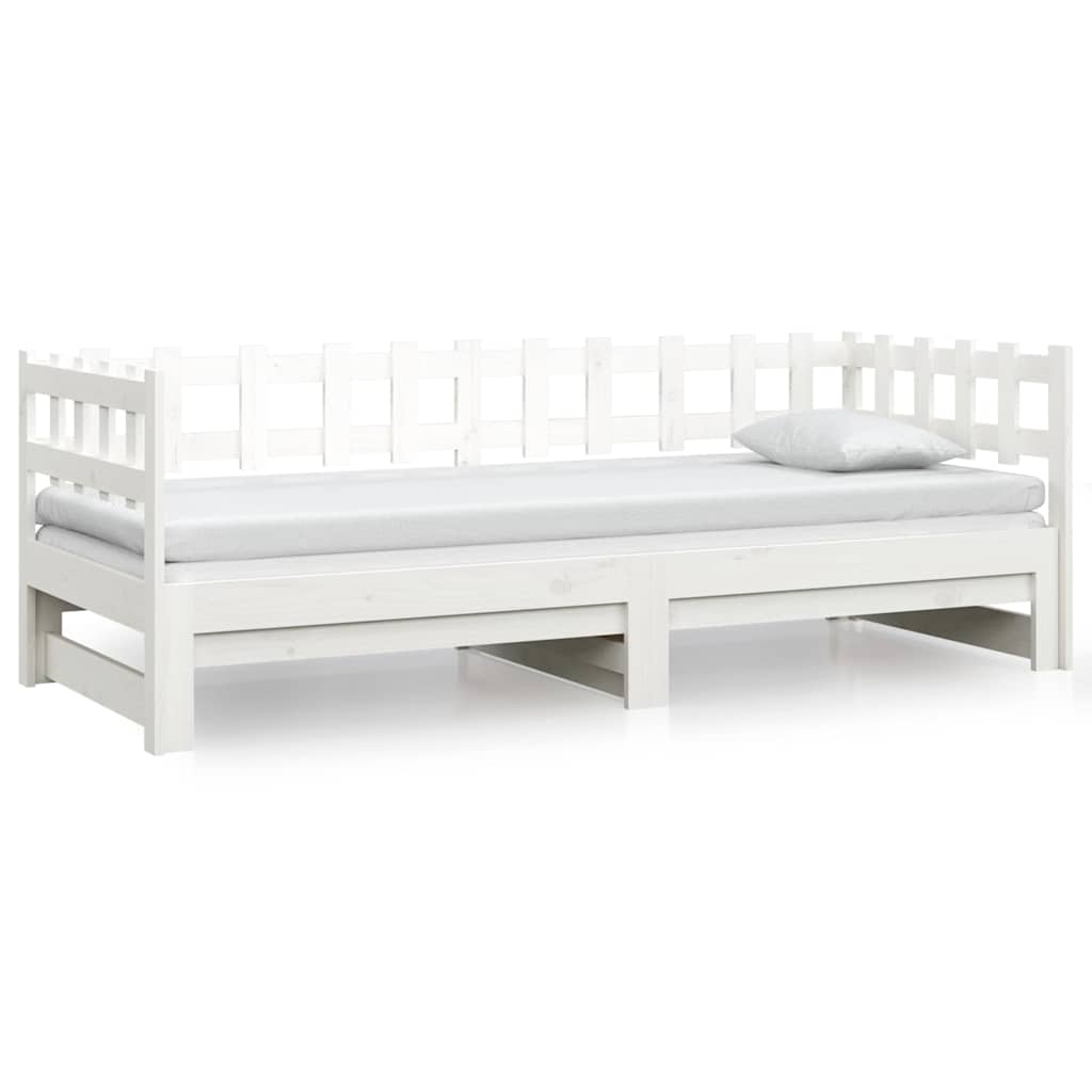 Dormeuse Estraibile Bianca 2x(90x190) cm Legno Massello di Pino