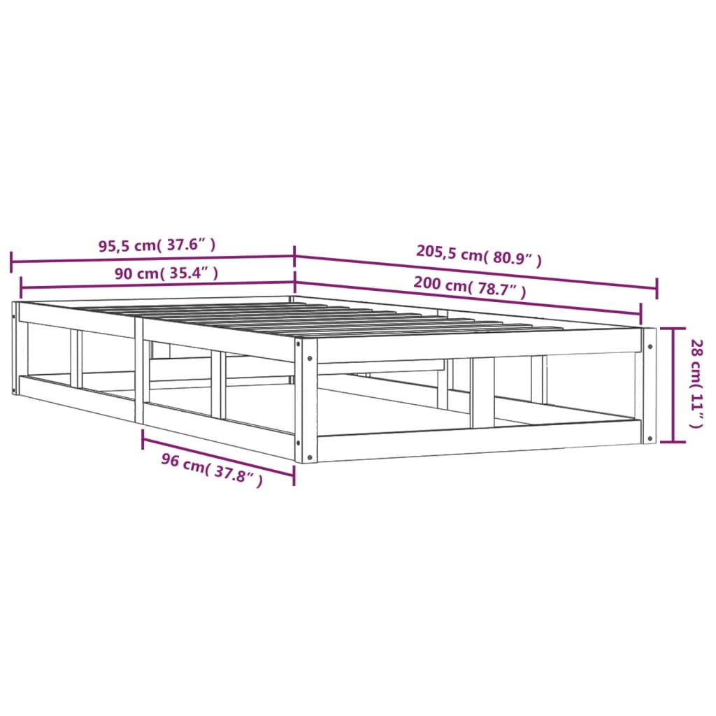 Giroletto 90x200 cm in Legno Massello | homemem39
