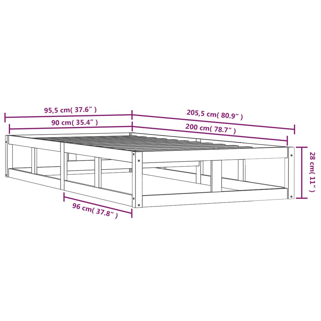 Giroletto Bianco 90x200 cm in Legno Massello | homemem39