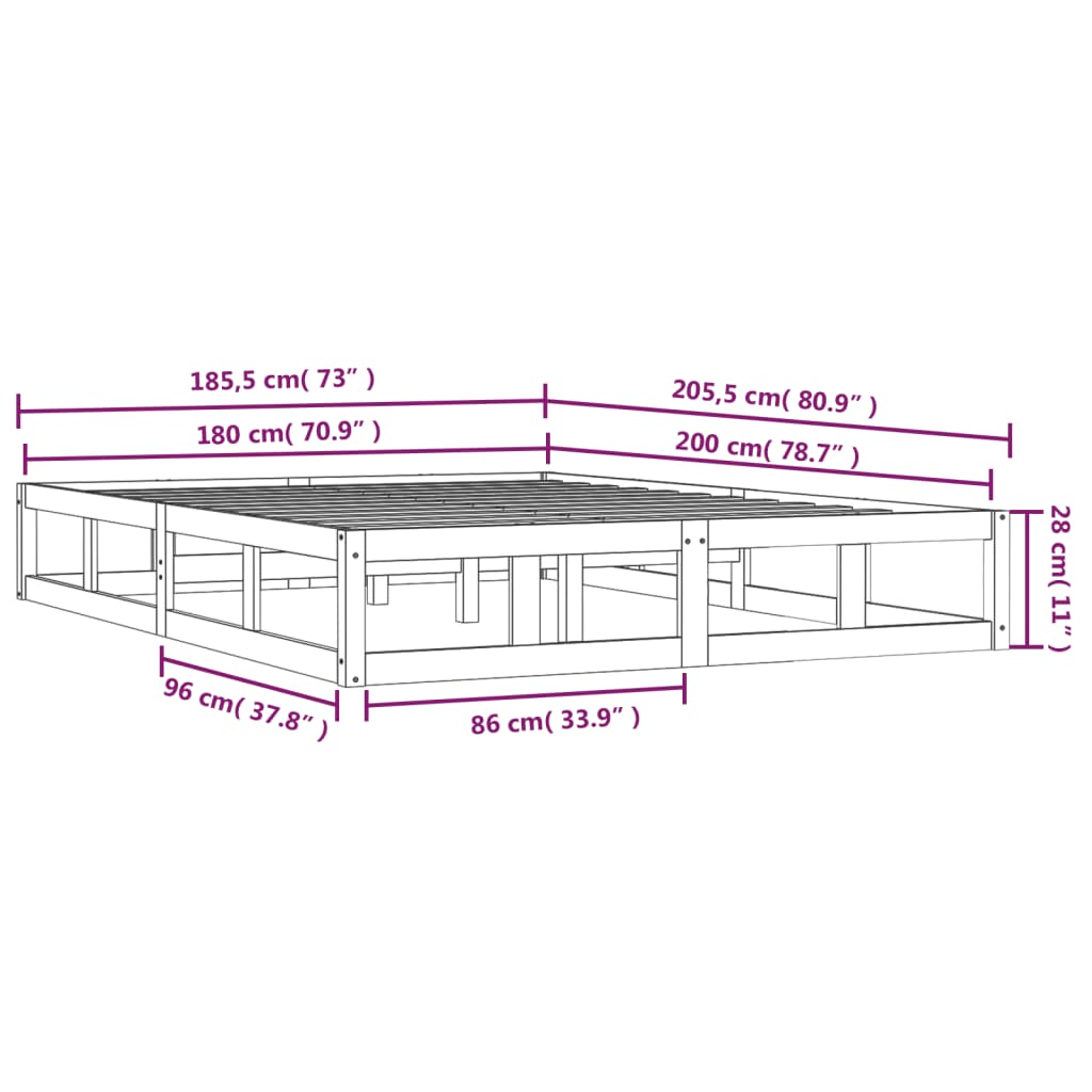 Giroletto Bianco 180x200 cm Super King in Legno Massello | homemem39
