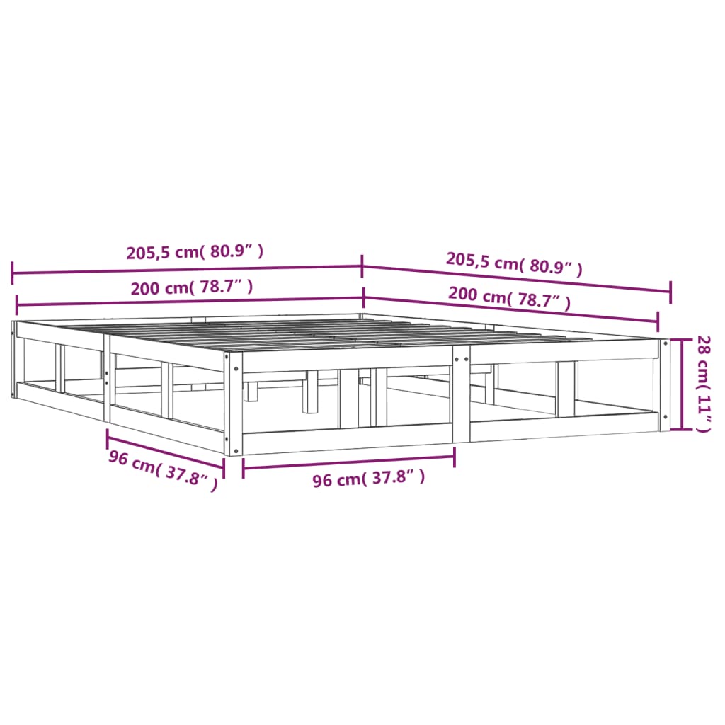 Giroletto Nero 200x200 cm in Legno Massello di Pino | homemem39