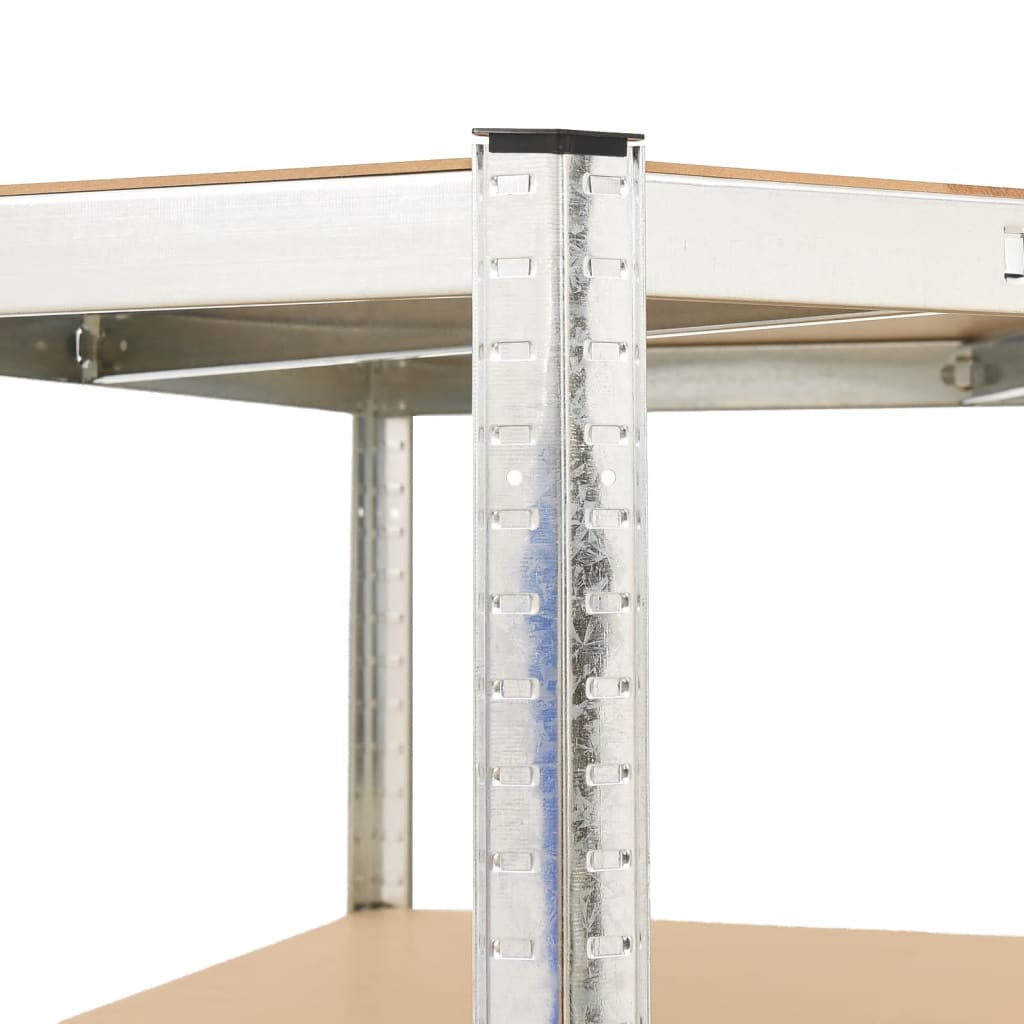 Scaffale Angolare Resistente 5 Strati Argento Acciaio e Legno - homemem39