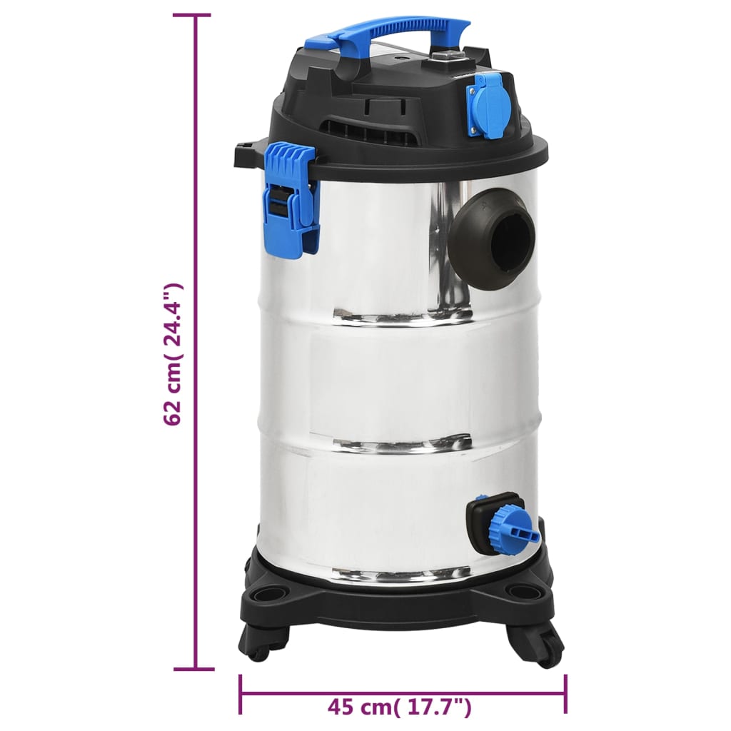 Aspirapolvere e Aspiraliquidi 1200 W 30 L Argento - homemem39